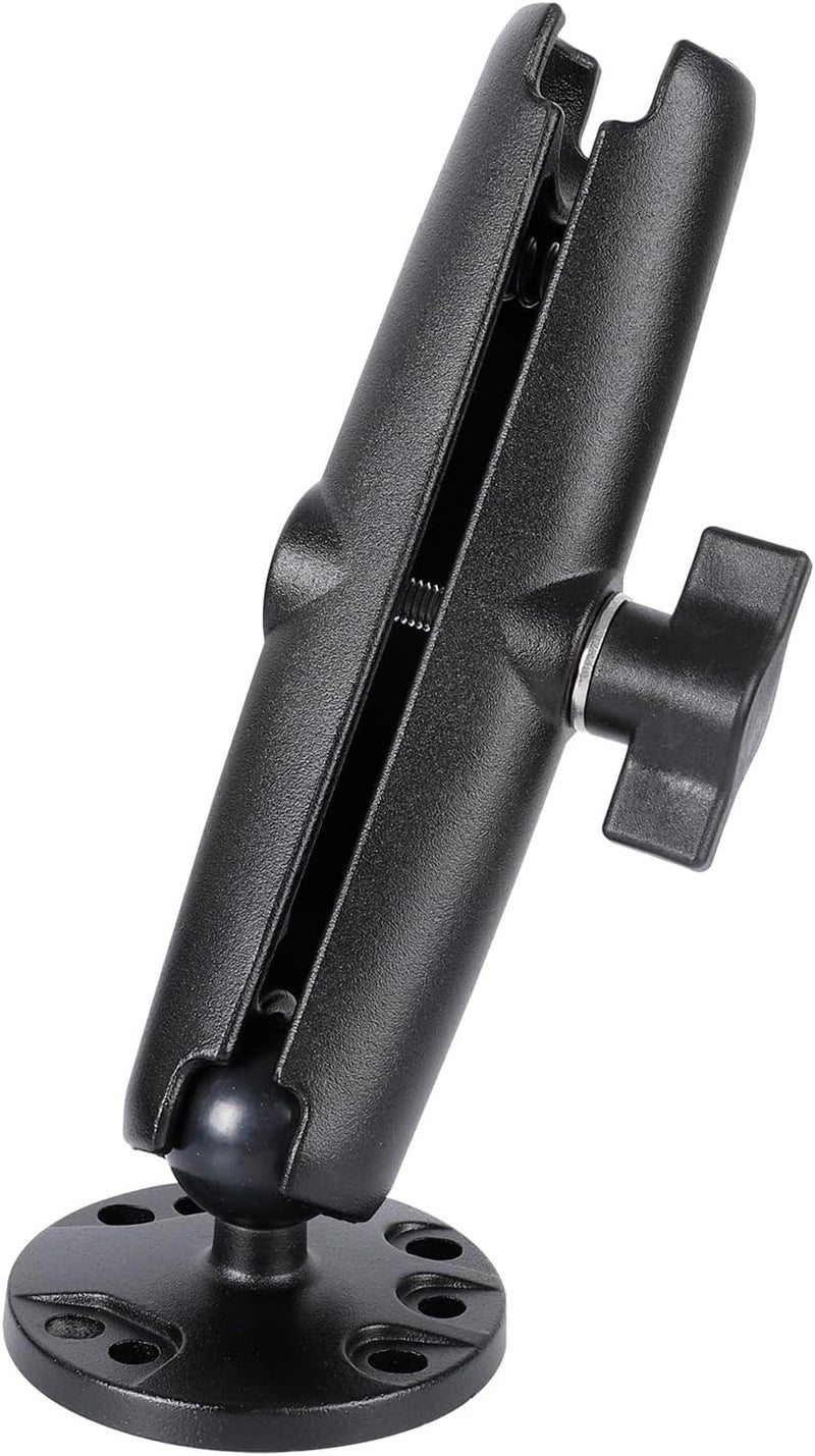 FPN 1" Ball Double Socket Arm with AMPS Hole Round Plate Base, Aluminum Alloy Arm&Drill Base, Compatible with RAM Mounts 1 Inch Ball Components, for Bike Car Motorcycle Phone Mount (6.69" Length) - Image 1